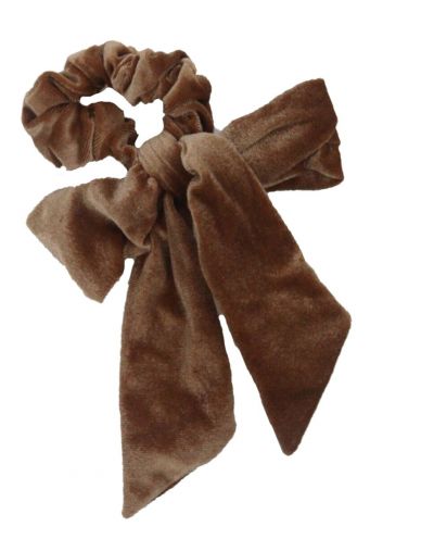 Velvet Scrunchie met strik in beige