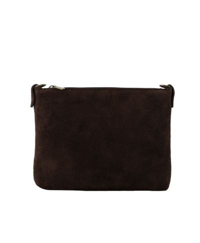 Suède crossbody tas in donkerbruin