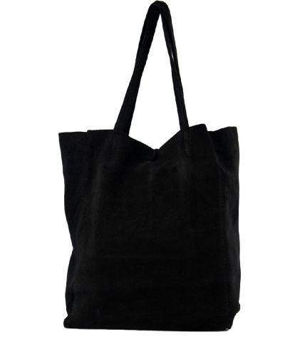 Suède shopper in zwart