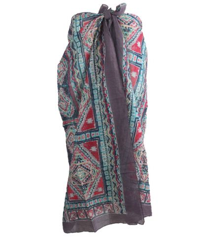 Donkergrijze sarong met mozaïek print 