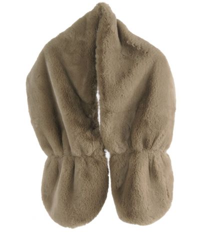 Taupe-kleurige stola van zacht kunstbont