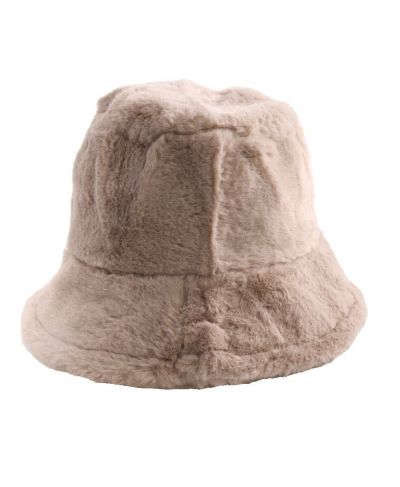 Kunstbont bucket hat in beige