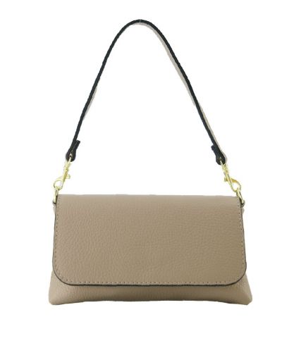 Lederen clutch in taupe