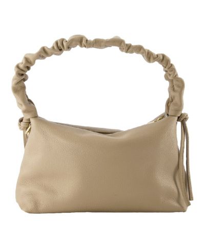 Taupe lederen tas met ruches