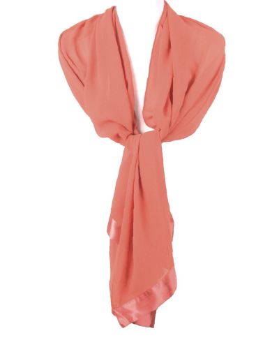Crêpe voile stola in terra met satijnen rand