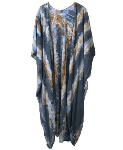 Tie-dye kimono in beige en blauw-tinten