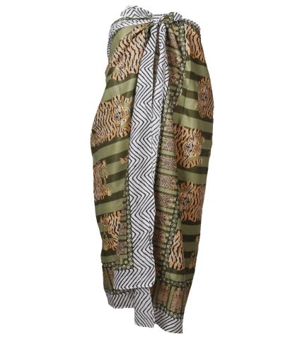 Sarong in groen met tijgerprint