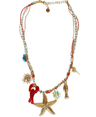 Touwketting met kreeft hanger 