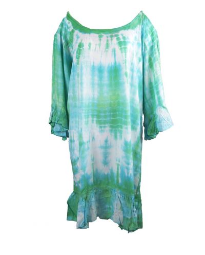 Cold-shoulder tuniek in mintgroen en turquoise