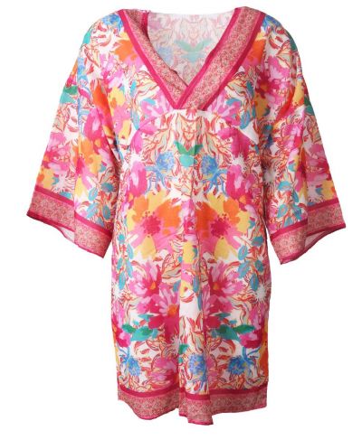 Lange tuniek met floral print in roze
