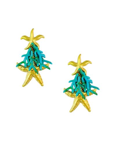 Oorbellen met koraal in turquoise