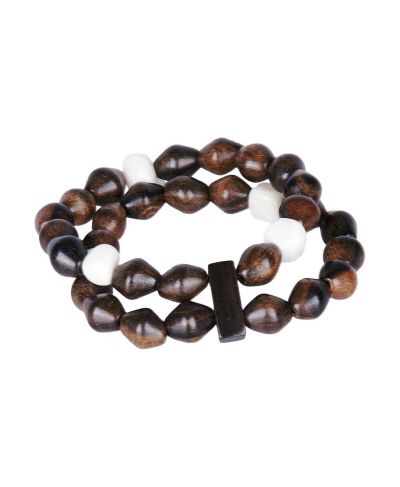 Tweevoudige  hout/glazen stretch-armband