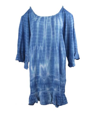 Cold-shoulder tuniek in jeansblauw