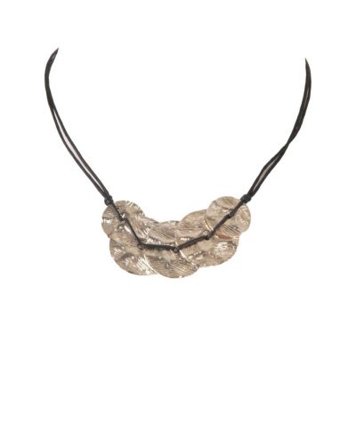 Waxkoord-ketting met zilverkleurige munten