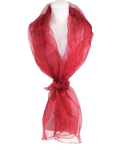 Framboosrode organza stola met rozencorsage