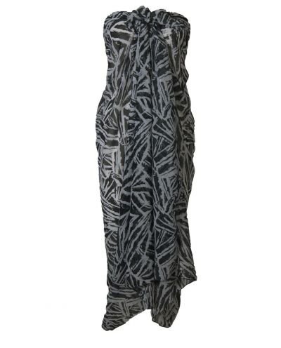 Crêpe voile sarong met grafische print in zwart-wit