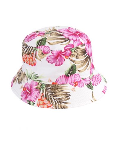 Ivoorkleurige zonnehoed met bloemenprint