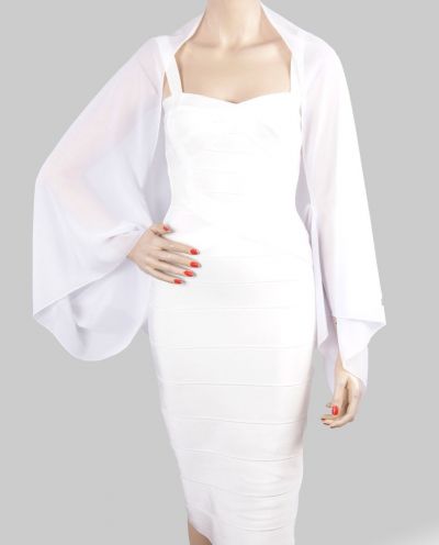 Bolero stola van effen witte crêpe voile