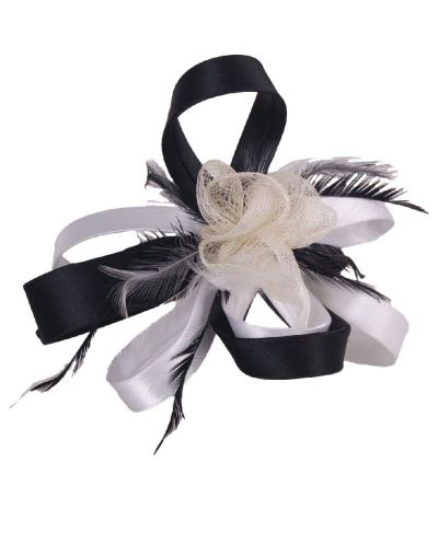 Zwart/witte haaraccessoire met satijnen bogen
