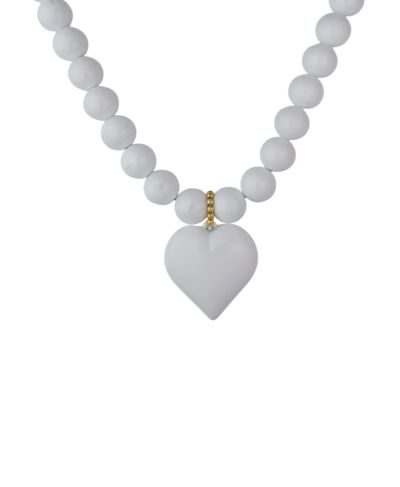 Statement kralenketting met hart in wit