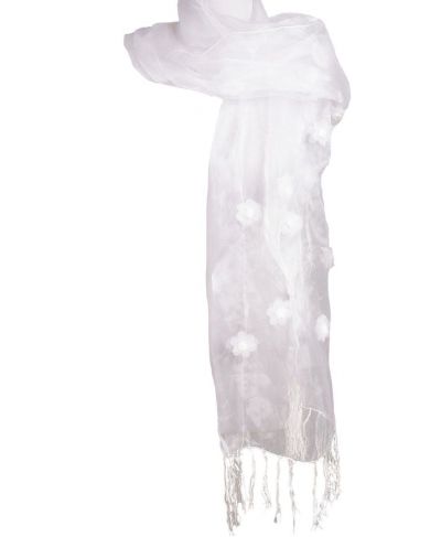 Witte organza stola afgewerkt met kleine bloemen