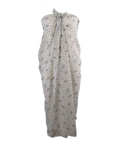 Ivoorkleurige pareo met polka dot en stripfiguren print