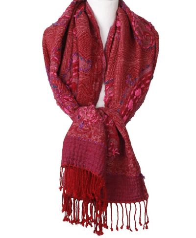 Wollen sjaal / omslagdoek in rood-roze
