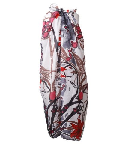 Yara sarong in wit met taupe en roze