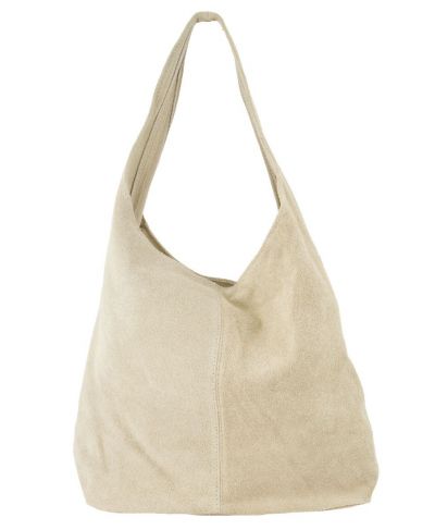 Zandkleurige suède shopper met rits