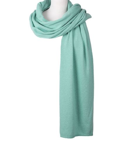 Kasjmier-blend sjaal/omslagdoek in zeegroen