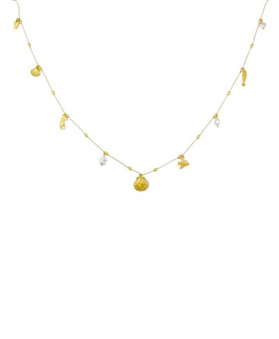 Lange ketting met zee-thema bedels en parels
