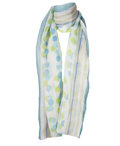 Zijde-katoenen sjaal – lime & turquoise