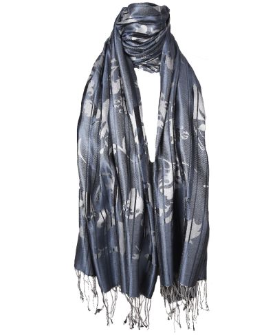 Zijde pashmina sjaal in blauw-grijs