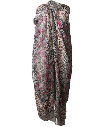 Zijden pareo met mixed print 