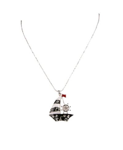 Zilverkleurige halsketting met scheepjeshanger