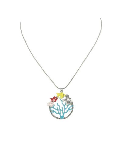 Zilverkleurige ketting met geëmailleerde hanger