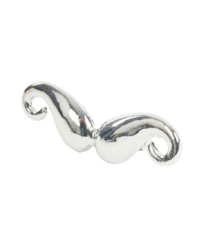 Zilverkleurige moustache-tweevingerring