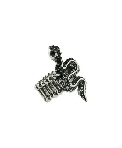 Zilverkleurige ring met slang en strass steentjes