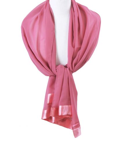 Zuurstok roze crêpe voile stola met satijnen rand