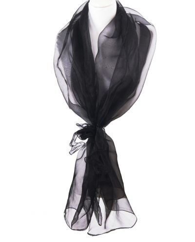 Zwarte organza stola met corsage