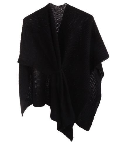 Alpaca-blend omslagdoek in zwart met lus