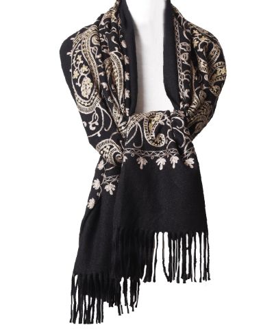 Zachte omslagdoek met geweven paisley dessin
