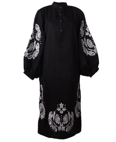Zwarte jurk met pofmouwen