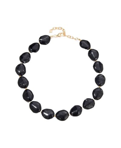 Tess kralenketting met natuursteenlook in zwart