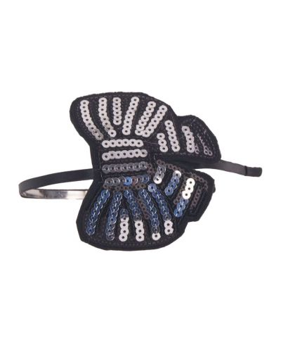 Zwarte diadeem met zilverkleurige pailletten-vlinder