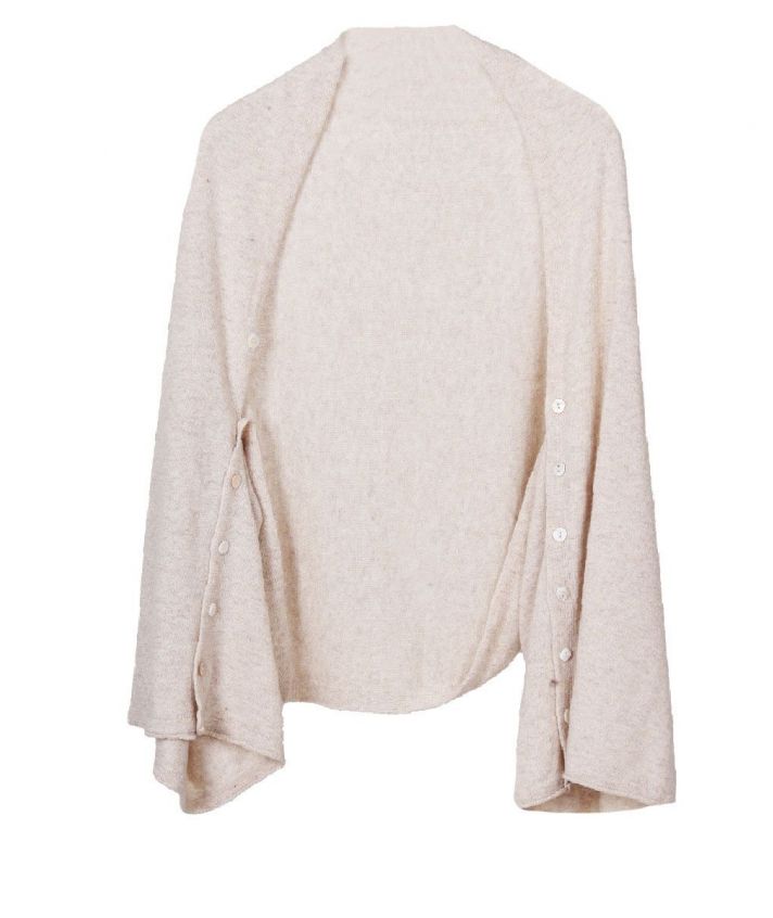 Bolero / poncho van kasjmier blend in lichtbeige