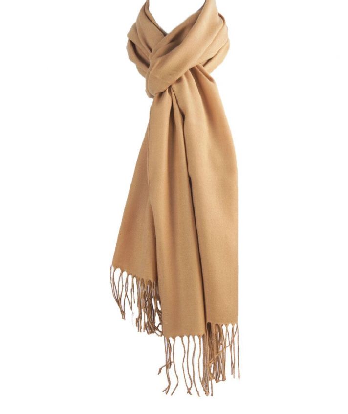 Effen camelkleurige pashminasjaal, smal model