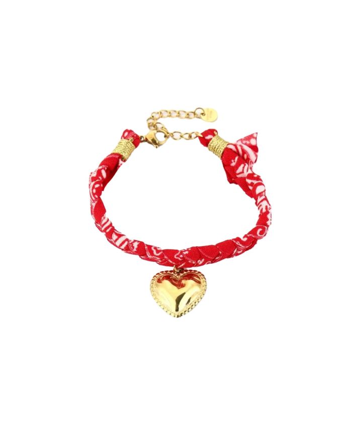Rode bandana armband met hart 