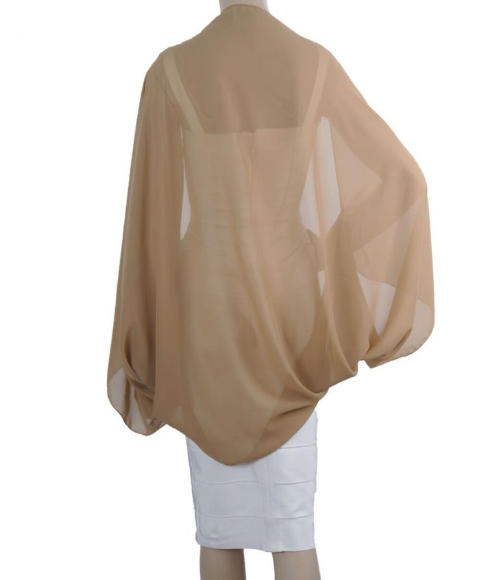 Beige bolero stola van crêpe voile