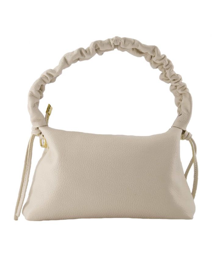 Lichtbeige lederen tas met ruches